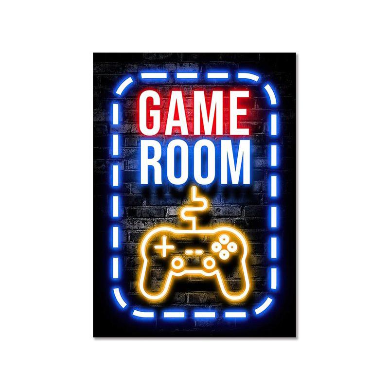 Модный ретро игровой неоновый постер и принты, современная картина на холсте, настенная художественная картина для мальчика-геймера, украшение для спальни, дома