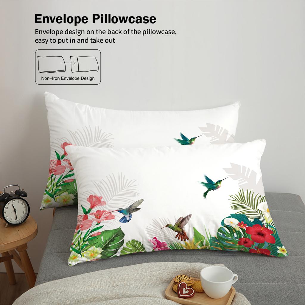 Комплект постельного белья с принтом в виде цветов и птиц, подходит для женской спальни, для кровати размера queen, king, twin, 1*пододеяльник+2*наволочки