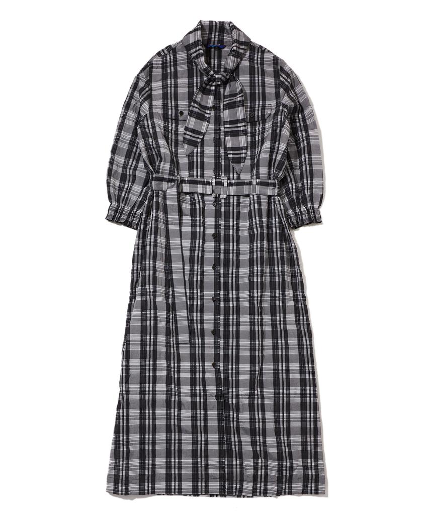Penfield Sheer Check Straight Dress Black_Fs1Ws02F
