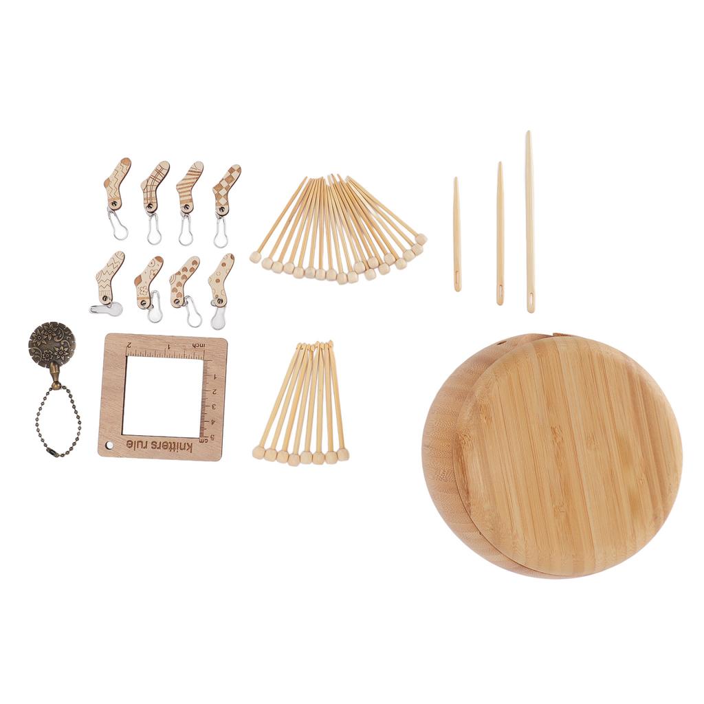 Wooden Yarn Bowl Crochet Bowl with Lid Round Bamboo Wood Knitting Bowl with Holes and Crochet Hooks