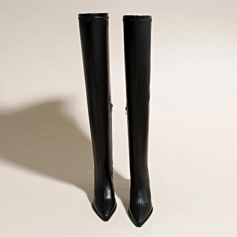 Shoes Woman 2024 Trend Soft Leather High Quality Women Over The Knee Boots Super Thin High Heel Sexy Ladies
