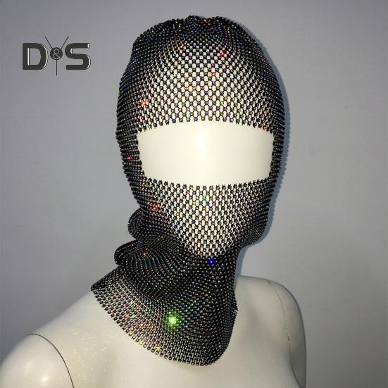 Головной убор с отделкой стразами, ажурный сетчатый дизайн, защита от солнца, открывающая глаза, для выступлений и фестивалей, повязка на голову