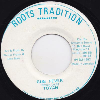 7-дюймовая пластинка TOYAN - Gun Fever NONE Корни Традиция 1992 Ямайка Регги, Ска и Даб Б/у