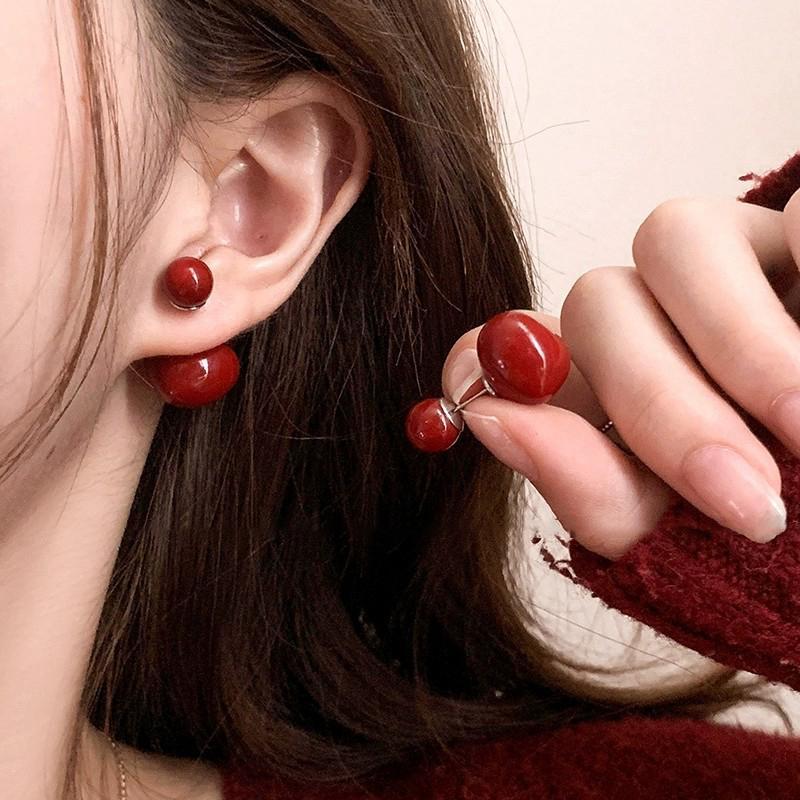 Серьги-гвоздики Ankela Red Ribbon Bow-Knot Vintage для женщин, корейская мода, осень-зима, простые геометрические серьги-банты