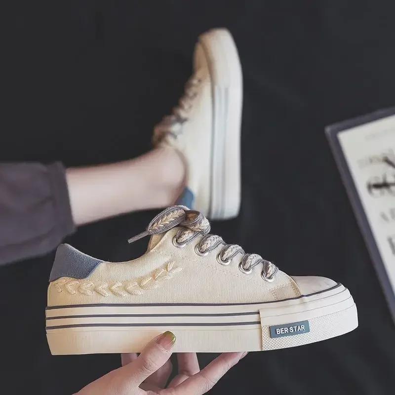 Женская обувь Легкая корейская мода 2024 Повседневная парусиновая обувь для женщин Повседневные предложения Дизайнерские роскошные тенденции Сделки 39 Эстетика H