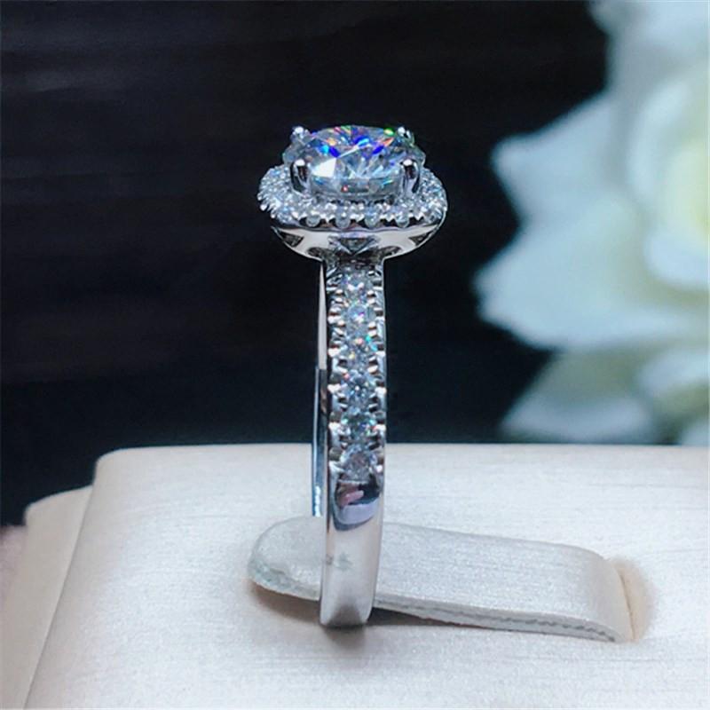 Проверенное бриллиантами настоящее кольцо вечности с муассанитом, обручальное кольцо для женщин, VVS1, блестящие кольца Halo, ювелирные украшения