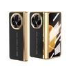 Luxury Leather Plated Frame Hinged Tempered Glass Protective Film Case for Honor Magic V6 V 5 Magic V3 All-inclusive Cover