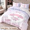 Custom Name Text 3Pcs Bedding Set My Melody Duvet Cover And Two Pillowcases