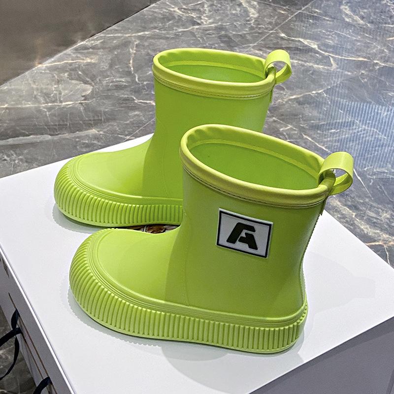 Зимние модные женские резиновые сапоги средней длины с толстыми подошвами, нескользящие женские резиновые сапоги, нескользящая обувь для отдыха на природе