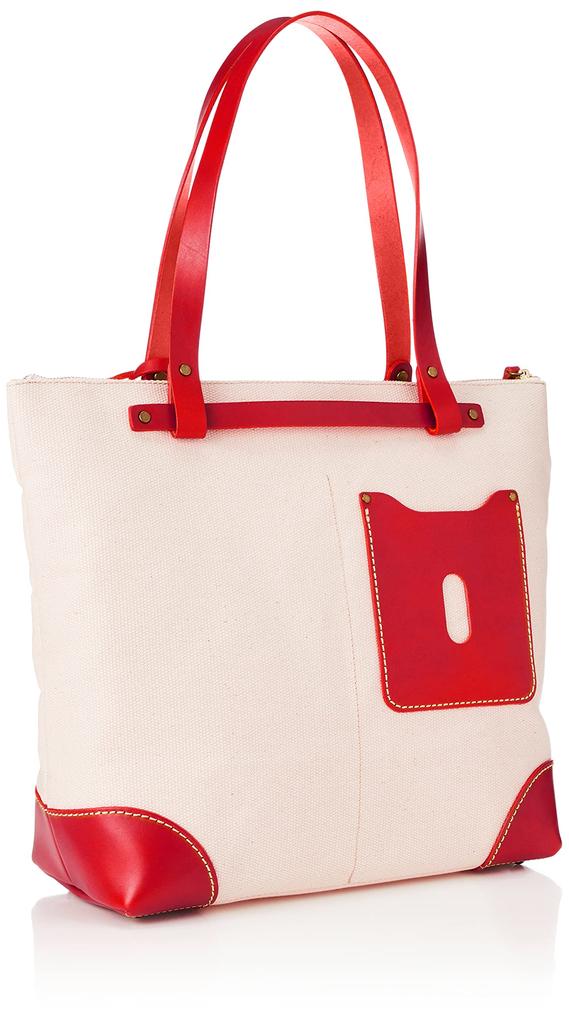 Сумка-шоппер Сделано в Курашики Кодзима плотный холст x тончайшая кожа химедзи Сделано в Японии Красный [Tseha] (воловья кожа)