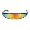 Futuristic Narrow Cyclops Color Mirrored Lens Visor Sunglasses