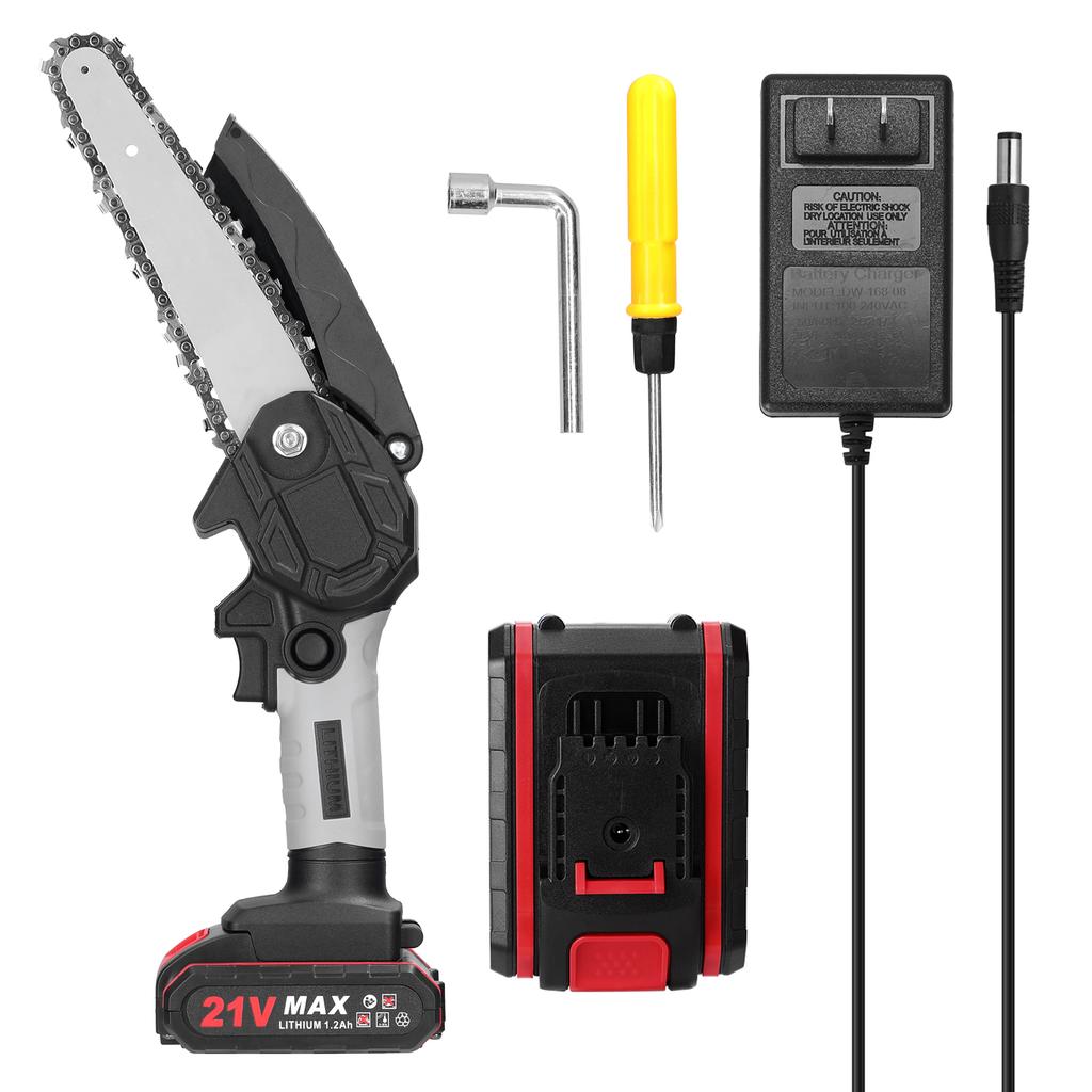 21 В 6-дюймовые портативные электрические обрезные пилы, маленькая бензопила для раскалывания древесины, щеточный двигатель, одна рука