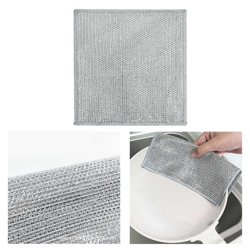 10 шт. Двусторонние тряпки из серебряной проволоки Многофункциональные антипригарные салфетки для мытья посуды Салфетки для кухни