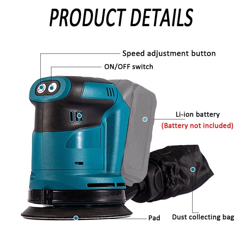 3 Gears Electric Cordless 125MM Orbital Sander Machine For Makita 18V Battery