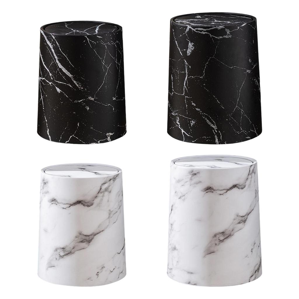 Modern Marble Design Double Layer Garbage Bin with Odor Control Flip Lid for Office Kitchen Bathroom Bedroom