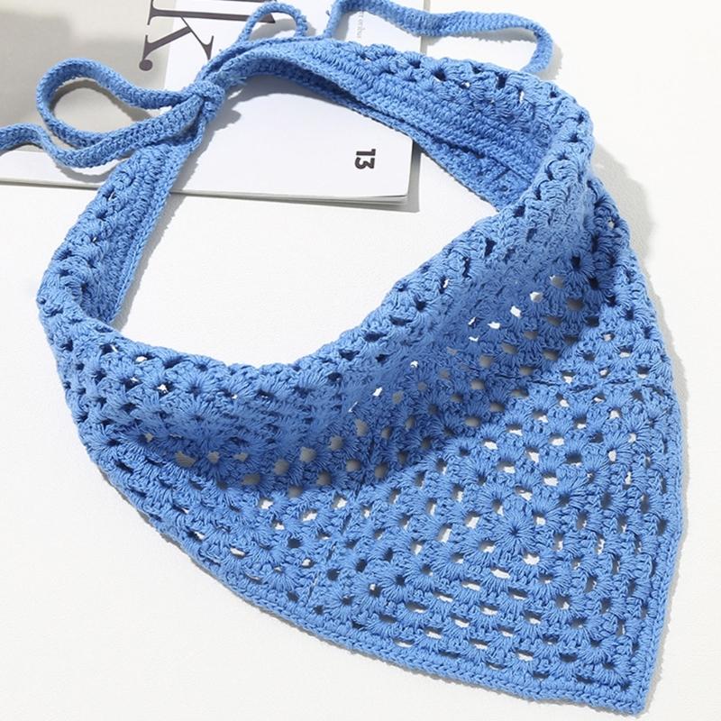 Женский платок на голову однотонный повязка на волосы обертывание головные уборы изысканная ручная вязка повязка на голову бандана повязка на волосы для отпуска