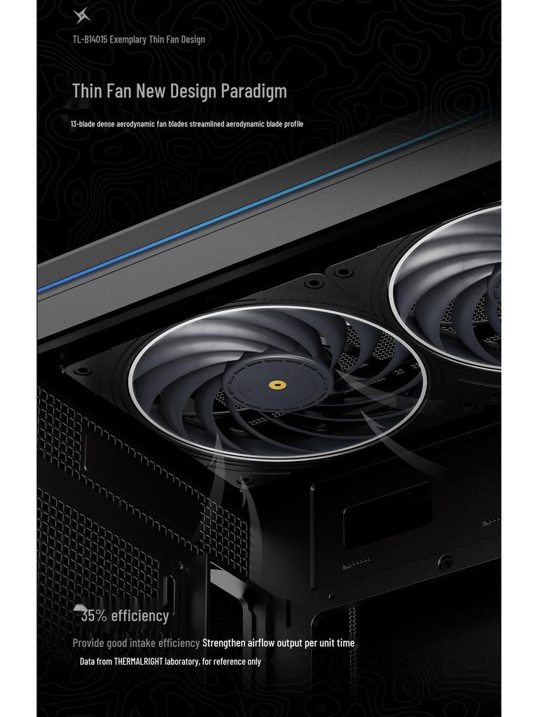 Thermalright TL-B14015 140-мм тонкий корпусный вентилятор, двойной шарикоподшипник, 15 мм
