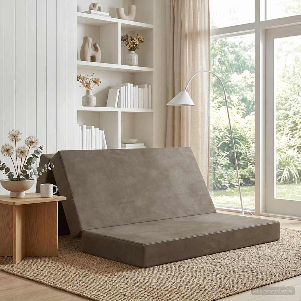 Folding Sofa Bed 120 x 67 x 45 cm Light Grey
