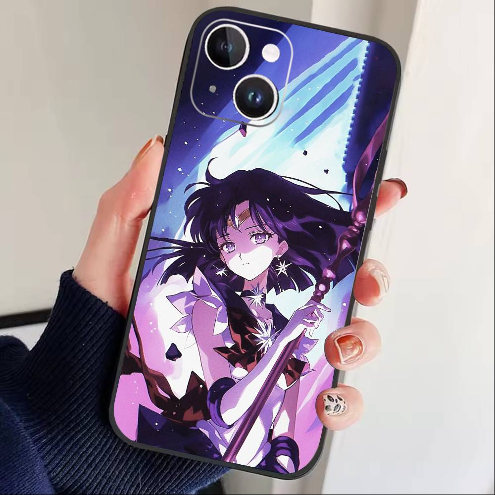 Cartoon Y-Sailor Moon Phone Case For iPhone 16,15,14,13,12,17,Pro Max,Plus Silicone Black Case