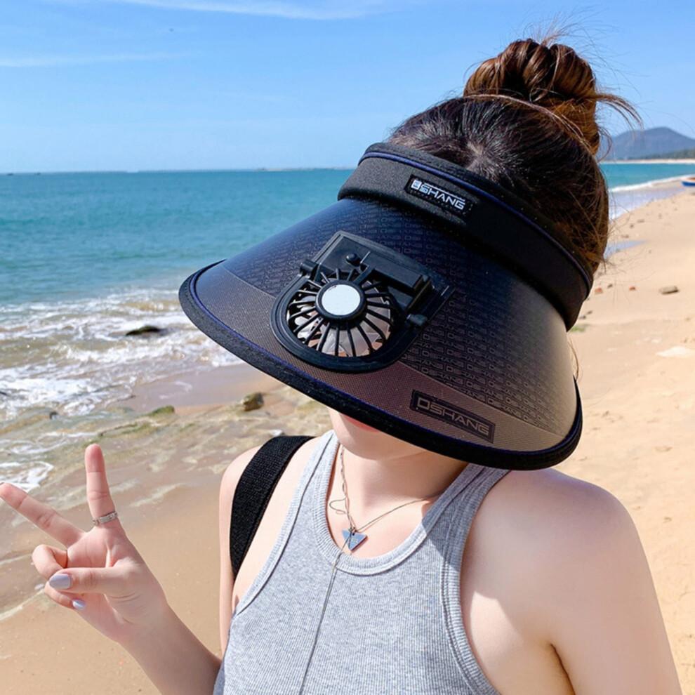 Sunscreen fan cap with large brim and USB charging