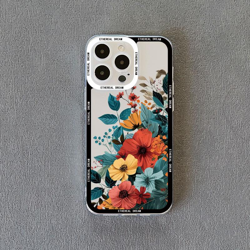 Винтажный прозрачный чехол с цветами для iPhone 15 14 Pro Max 12 11 13 Pro Max 7 8 14 15 Plus SE2 X XR XS, задние крышки с бабочками и растениями