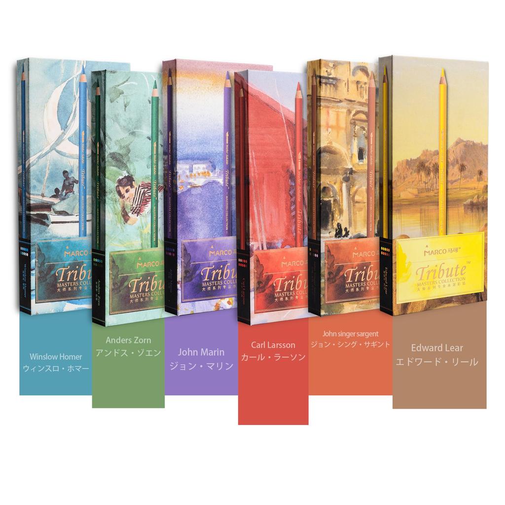 Marco Watercolor Pencil 60 Soft Easy to Professional Colored Pencils for Includes Brush and Gift for Art and Professional Colors Set, Colors, Core,