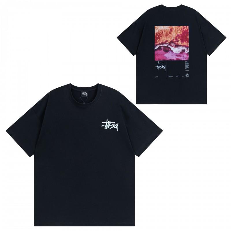 Street Style Short Sleeve T-Shirt Loose Fit Round Neck Cotton Tee Couples Casual Wear