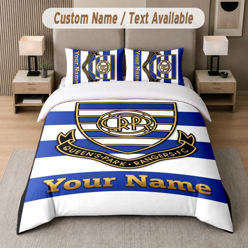 Custom Name Queens Park Rangers _ QPR 3Pcs Duvet Cover Set Personalized Text Bedding Pillowcases Bedroom