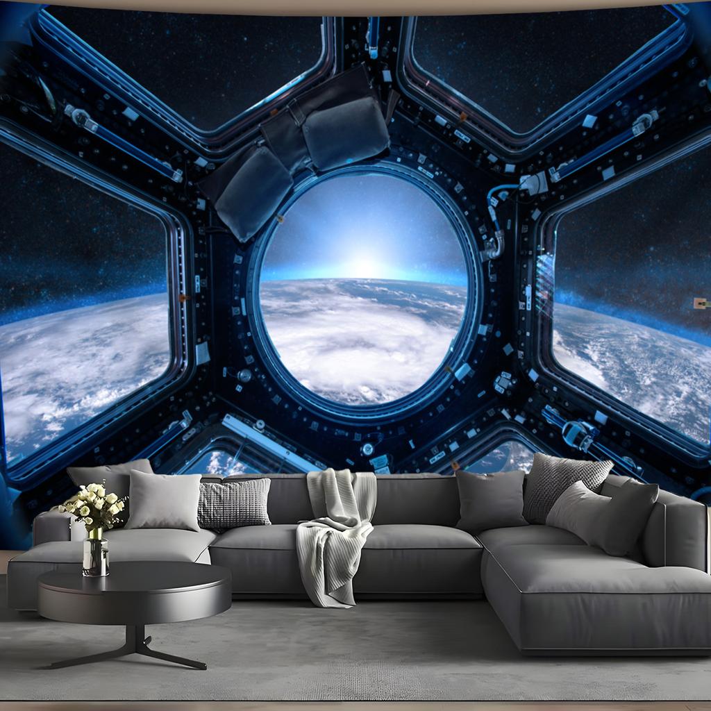Large Space Tapestry Wall Hanging Galaxy Earth View Sci Fi Cosmic Decor Art Poster for Bedroom Living Room