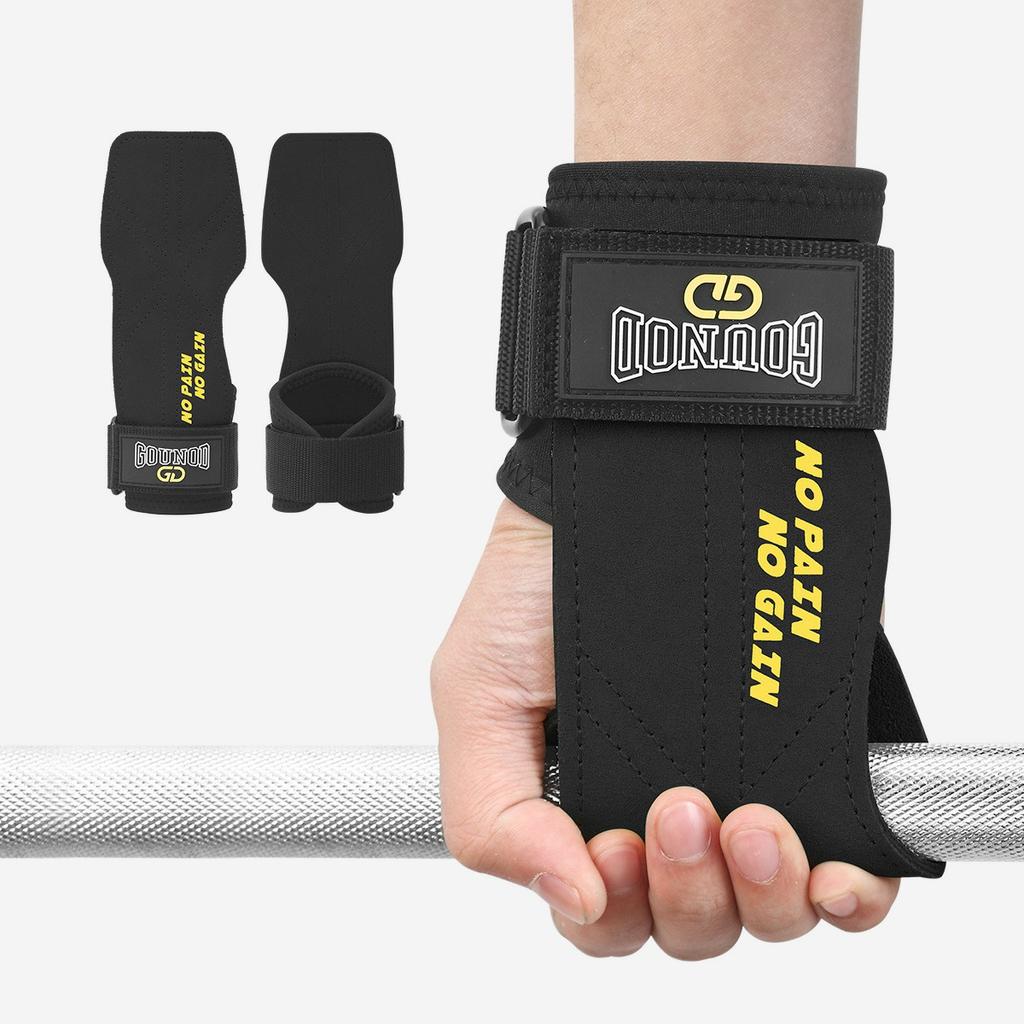 GOUNOD 1 Pair Weightlifting Gloves Double Layer Cowhide Leather Palm Protector Anti Slip Wrist Support