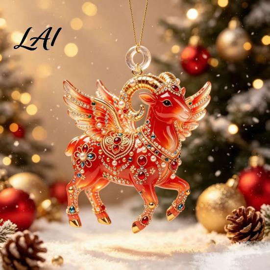 Cute Sheep Acrylic Pendant 2D Hanging Ornament Decorative Pendant Animal Ornament New Year Decoration for Christmas Tree Mantel Car Interior Home