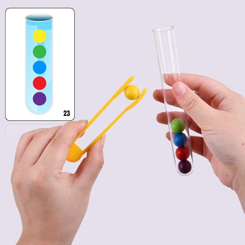 Clip Beads Test Tube Toy Children Logic Concentration Fine Motor Training Game Montessori Teaching Aids Educational Toy for Kids