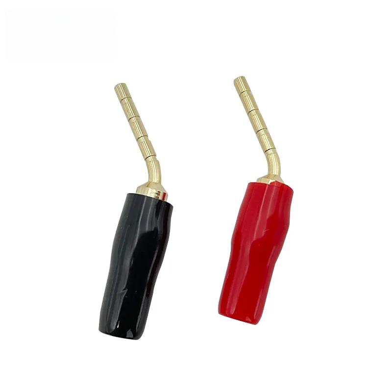 20 шт. Красно-черные изогнутые штырьковые 2 мм разъемы типа «банан» под прямым углом, штекеры «банан», аудио, кабель для динамиков, разъемы