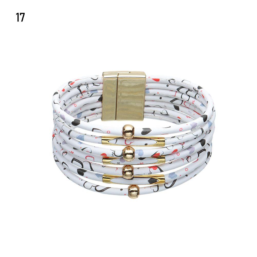 Retro Elegant Women Wrist Bands Leopard Leather Bracelets Multilayer Bangles Wide Wrap Bracelet