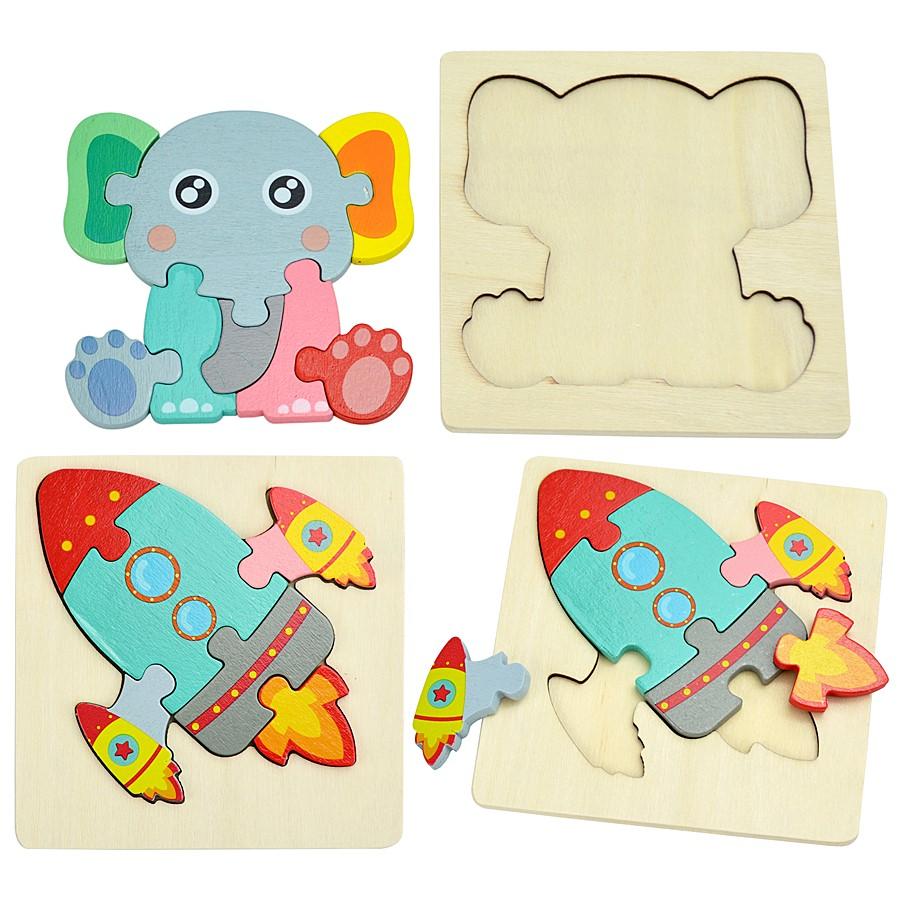 Деревянная детская игрушка Монтессори, 3d головоломка, мультяшный автомобиль с животными, познавательная головоломка, обучающая головоломка для раннего обучения, подарок для ребенка