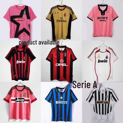 Мужская ретро-футболка AC Milan/Inter Milan/Juventus - Летняя, с коротким рукавом, свободная и дышащая.