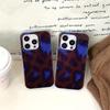 Чехол-накладка Retro Art Blue Brown Leopard Print Color Mixing Cover для iPhone 13 14 15 16 Pro Max Glossy Glacial Streak Phone Case