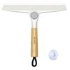 MR.SIGA Rotating Silicone Squeegee with Suction Cup Hook, Bamboo Handle, for Bathrooms, Mirrors, and Windows, Approx. W25 X H20.5cm