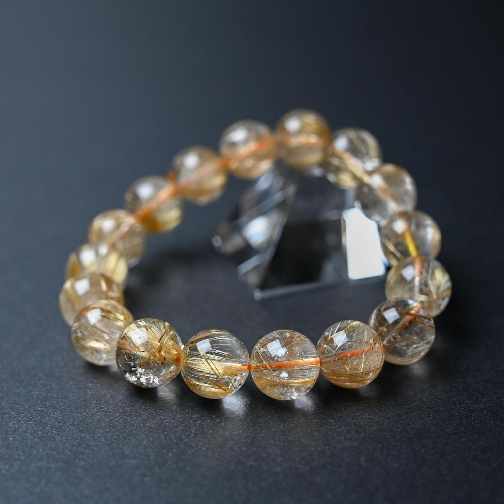 Ювелирный город Сёсэнкё Рутиловый кварц 17 см Внутренний камень силы для удачи и работы [Эйгадо] Браслет, Бусины 12,5 мм, Диаметр, Удача, Деньги,