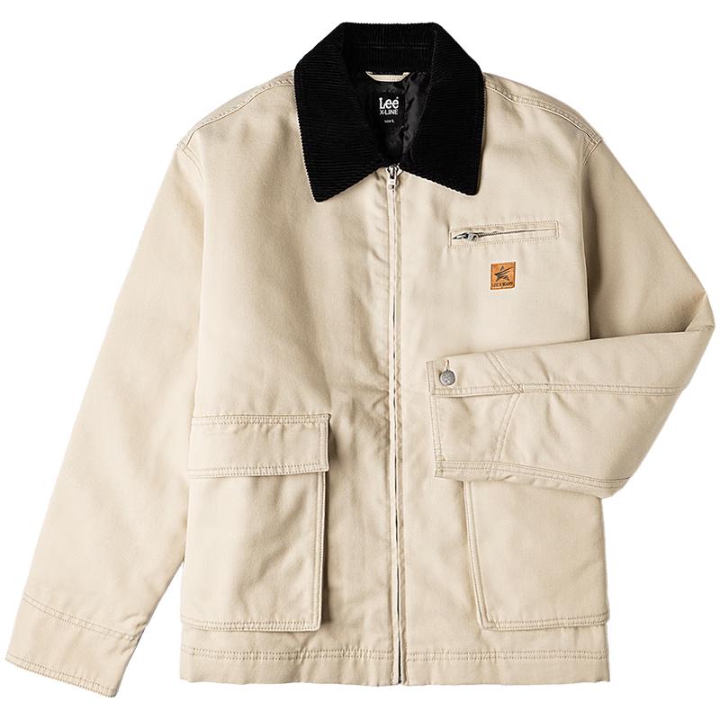 Lee Мужская рабочая хлопковая куртка с контрастным воротником на молнии
