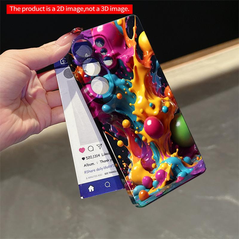 2DFlat Samsung phone case Vibrant Paint Splash Mobile Case Applicable to Galaxy S23 S24 S25ULTRA S26 A12 A14 A15 A16 A54 A55
