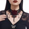 Lolita Rose Lace Clavicle Chain: Retro Black Crystal Choker Necklace