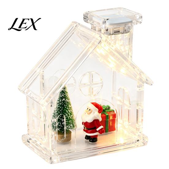 Decorative Shelf Figurine Holder Clear Acrylic House Ornament, DIY Fillable Christmas with Light, Hobbyist Decor Set Rechargeable Lighted Table