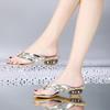 Шлепанцы, женская летняя одежда, шлепанцы со стразами и жемчугом, толстые универсальные модные женские туфли с бриллиантами