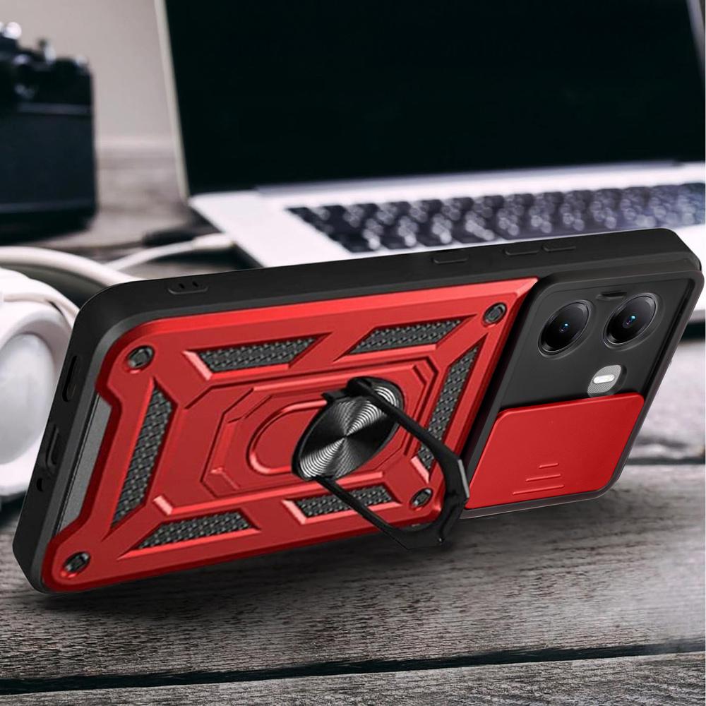 Armored case for Xiaomi Poco X7 Pro 5G, CamShield Slide, red