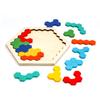 Wooden Hexagon Puzzle for Kid Shape Pattern Block Tangram Brain Teaser Toy Geometry Logic IQ Game Montessori Educational Gift
