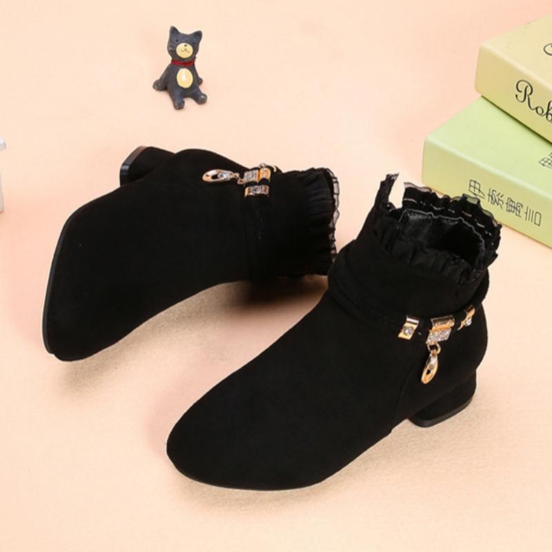Girls' Ankle Boots Spring and Autumn Girls High Heel Short Boots Children's Single Boots Medium and Large Children's Boots