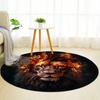 Flame Lion Round Rug Nonslip Area Rug Office Chair Mat Carpet For Living Room Bedroom Home Decor