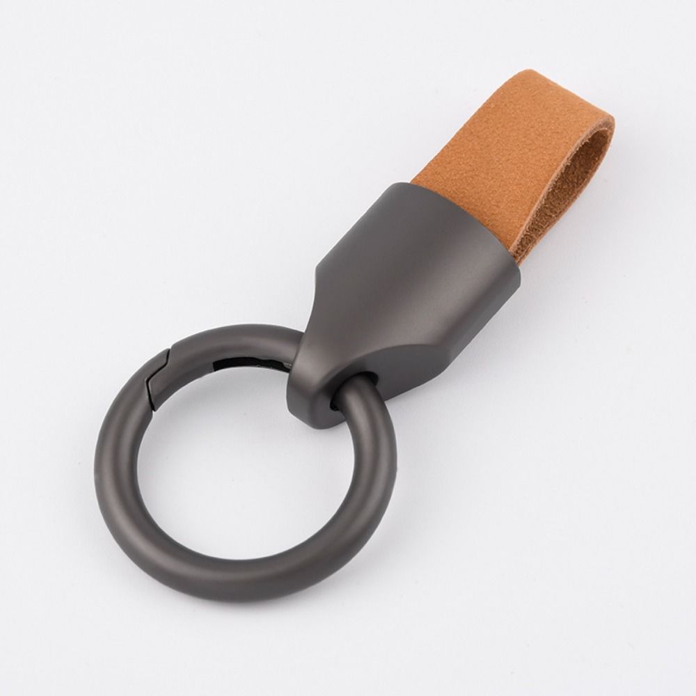 Keys Organizer Leather Key Chain Key Ring Round Buckle Simple Car Key Buckle Man