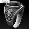 Серебряное ретро панк мужское кольцо с черным камнем череп осьминог массивные кольца для мужчин готическая вечеринка подарок винтажные ювелирные изделия